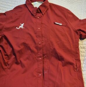 Womens Red Button-Up Shirt